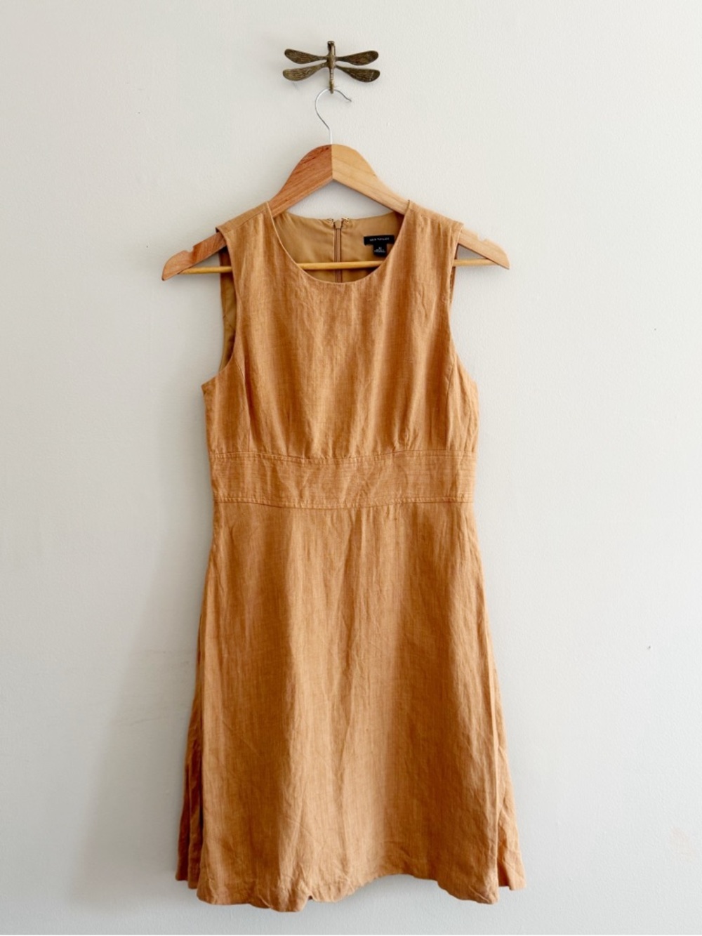 Ann Taylor Sleeveless Camel Linen Dress size 0 XS